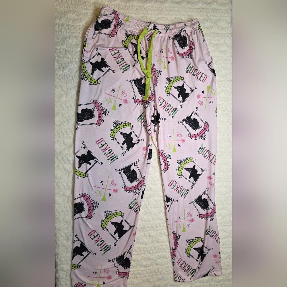 Wicked Pajama Pants Medium Official Movie Merch Pink Elphaba Glinda Lounge Pants